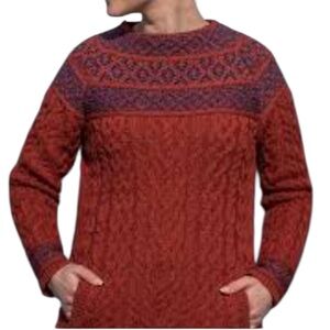 Aran Crafts Women's Merino Wool Fair Isle Sweater with Pockets S